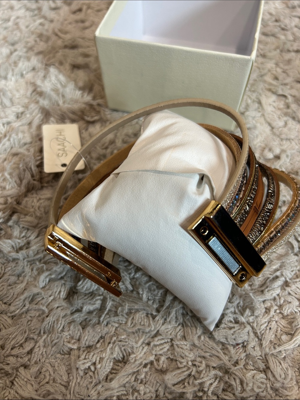 SAACHI Gold and Brown Multi-Layer Wrap Bracelet - Picture 4 of 6